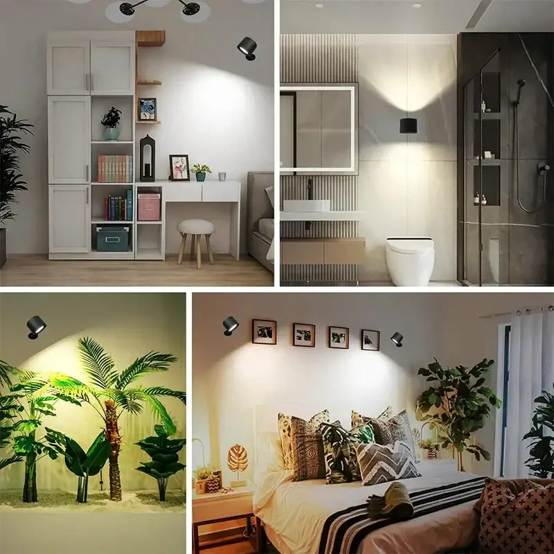 Modern matte black double head wall lamp with adjustable cylindrical led spotlights for bedroom decorbites double head wall