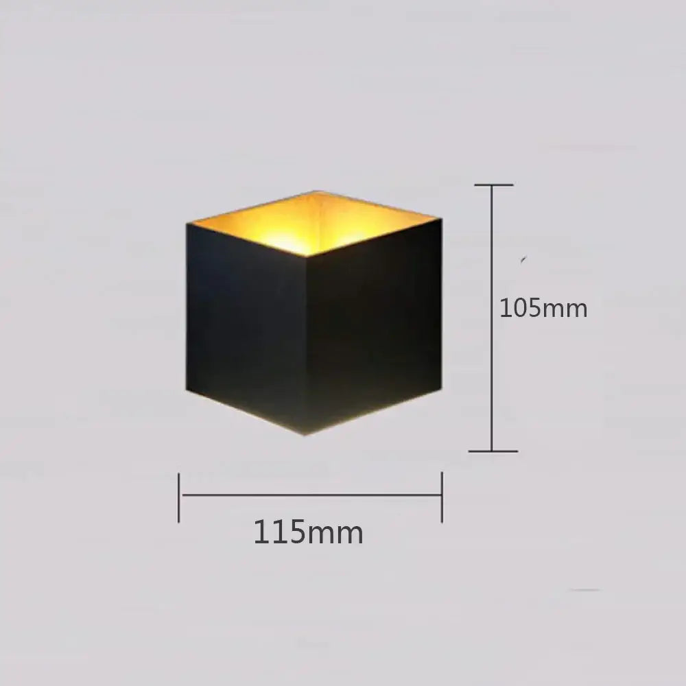 Modern matte black dual-head wall light outdoor sconce with black cube shape and warm golden interior light decorbites wall lamp