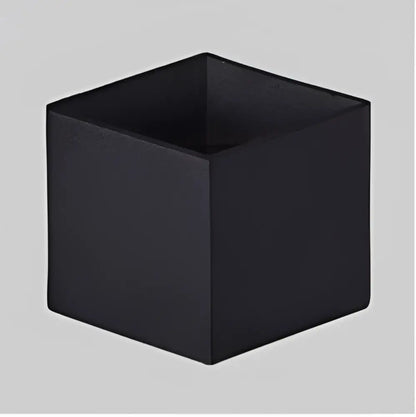 Black matte-finished square planter with minimalist design complementing modern matte black dual-head wall light outdoor sconce decorbites wall light
