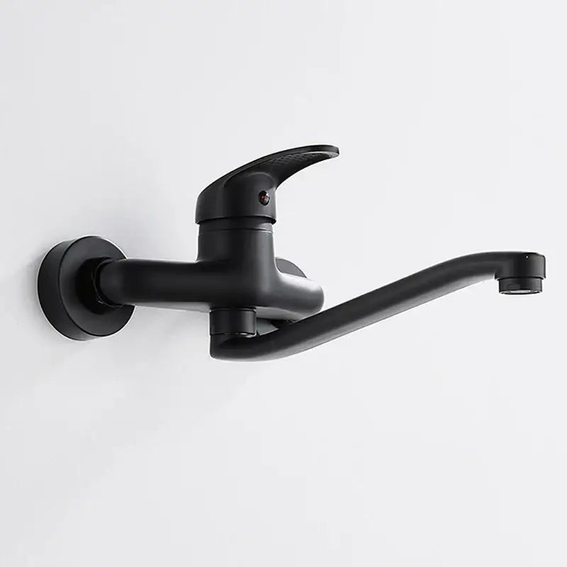Modern matte black dual hole kitchen faucet with sleek curved spout and black matte finish by decorbites dual hole