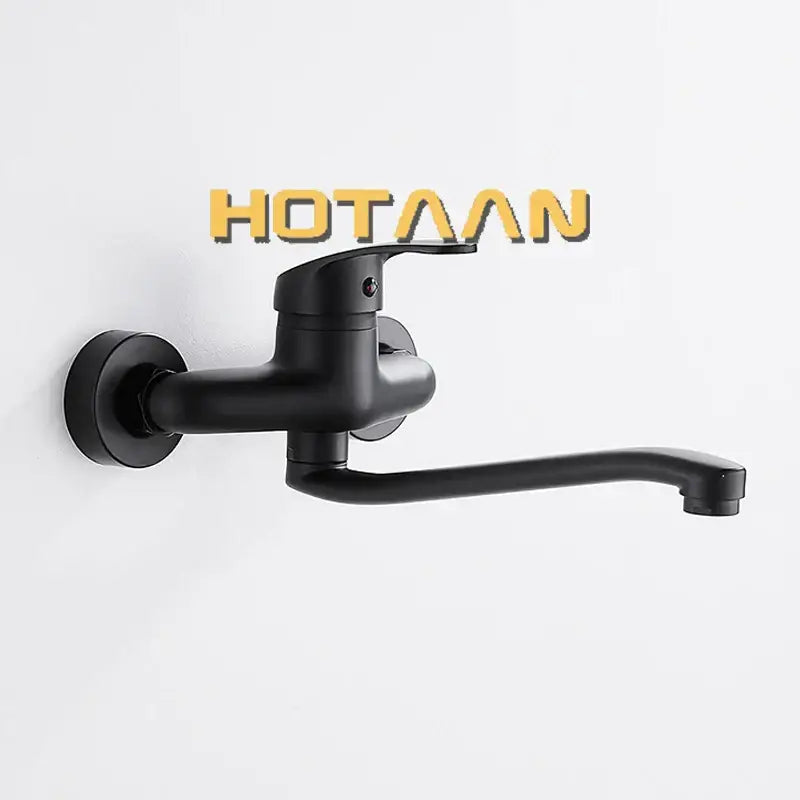 Modern matte black dual hole kitchen faucet with curved spout and sleek black matte finish for decorbites dual hole use