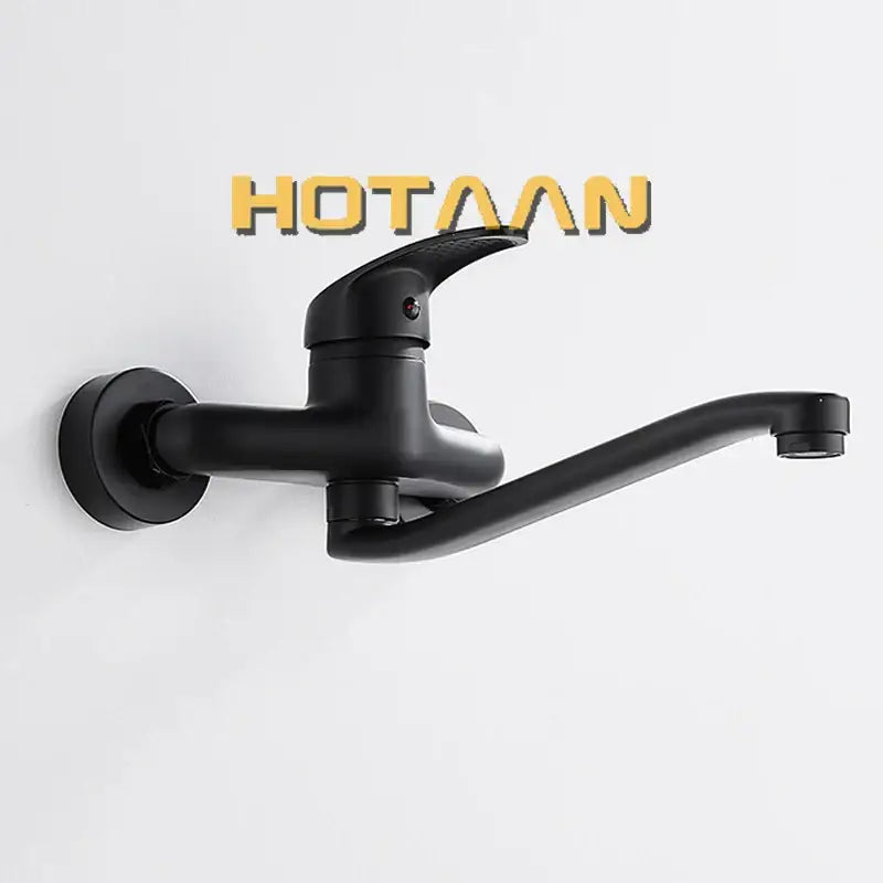 Modern matte black dual hole kitchen faucet with curved spout and sleek black matte finish for decorbites dual hole use