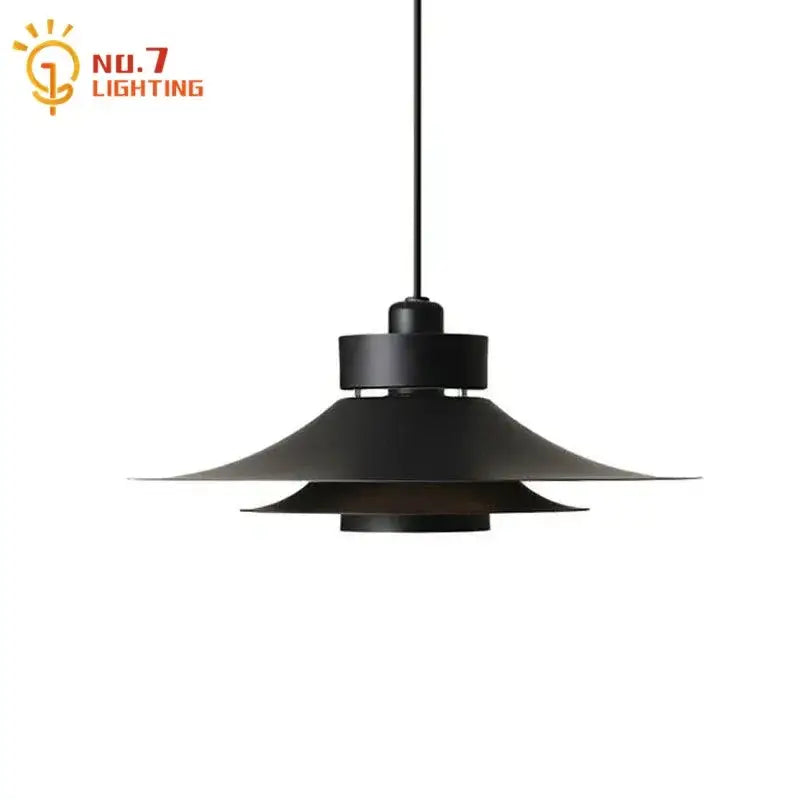 Modern matte black flying saucer pendant light with layered flared shades for stylish dining room decorbites modern flying