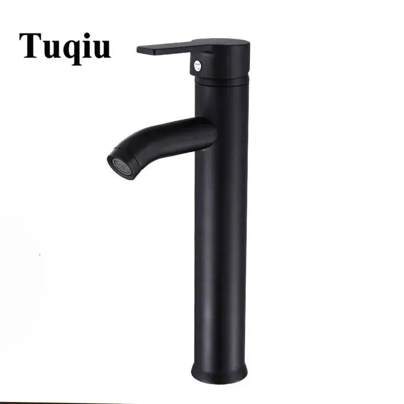 Modern matte black tuqiu single handle tall bathroom faucet for wash basin by decorbites black single with sleek design