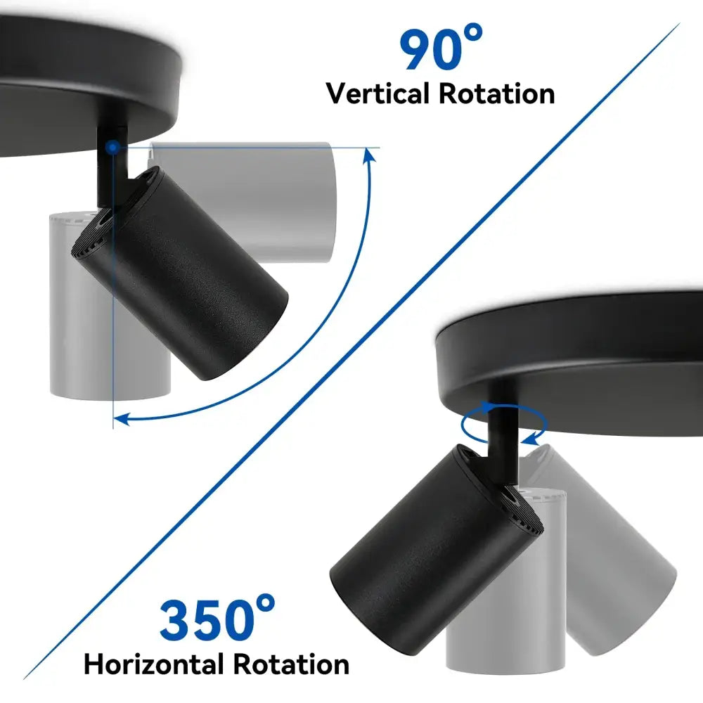 Modern matte black gu10 led ceiling light with 90-degree vertical and 350-degree horizontal rotation for dining rooms decorbites gu10 led ceiling