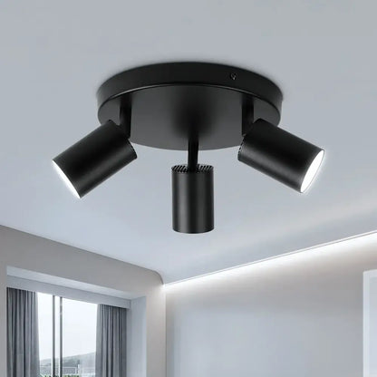 Modern matte black gu10 led ceiling light with three adjustable heads for dining room decorbites gu10 led fixture