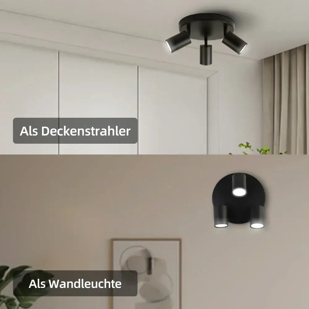 Modern matte black gu10 led ceiling light with three adjustable cylindrical heads for dining room decorbites gu10 led ceiling