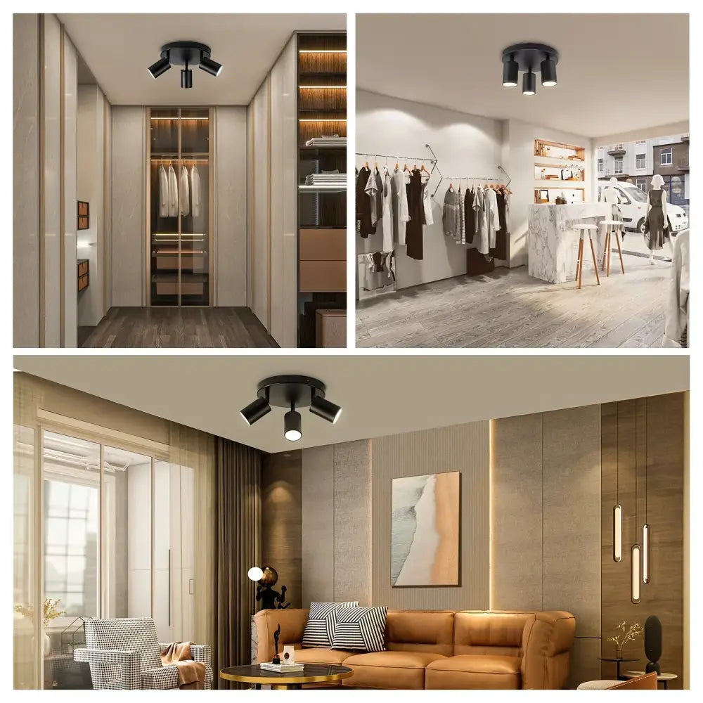 Modern matte black three-light adjustable ceiling light with gu10 led bulbs for dining room decorbites gu10 led ceiling