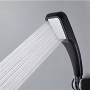 Modern matte black high pressure rainfall shower head with sleek rectangular design and smooth matte finish for bathroom use