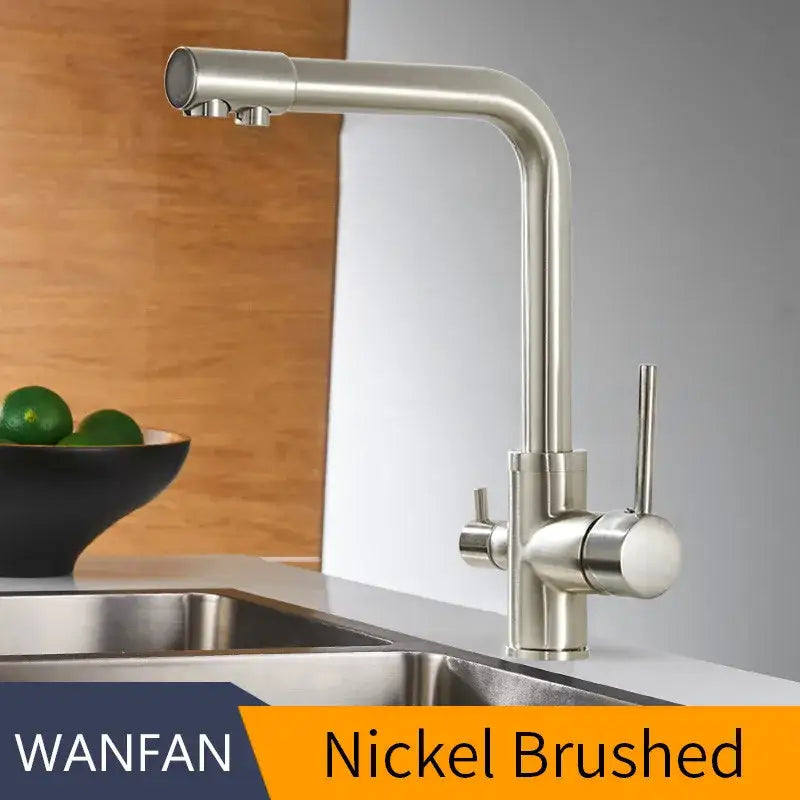 Modern matte black kitchen faucet mixer with 360 rotation and brushed nickel finish stainless steel kitchen faucet by decorbites