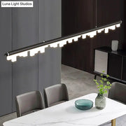Modern matte black led island light with acrylic shade warm white and adjustable chain cord length for kitchens