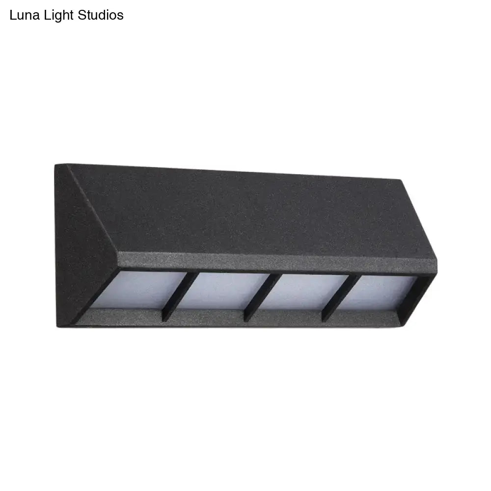 Black rectangular wall-mounted led outdoor wall sconce with three illuminated panels bulb included 110v-120v fixture