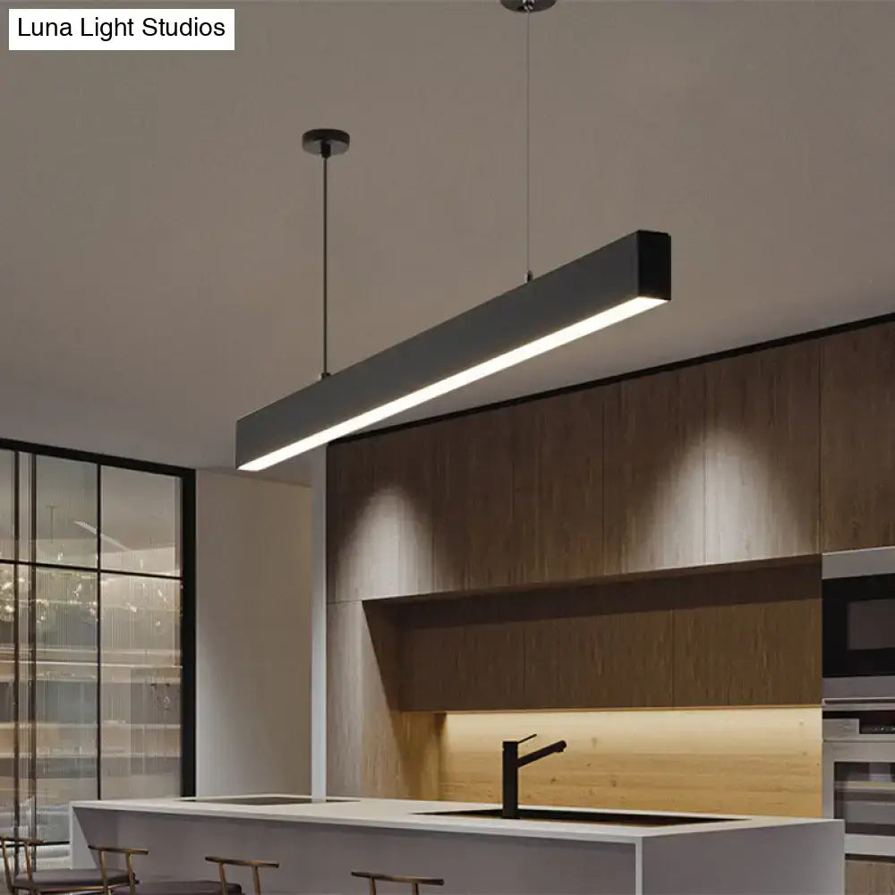 Modern matte black led pendant hanging light with sleek rectangular design for dining room illumination