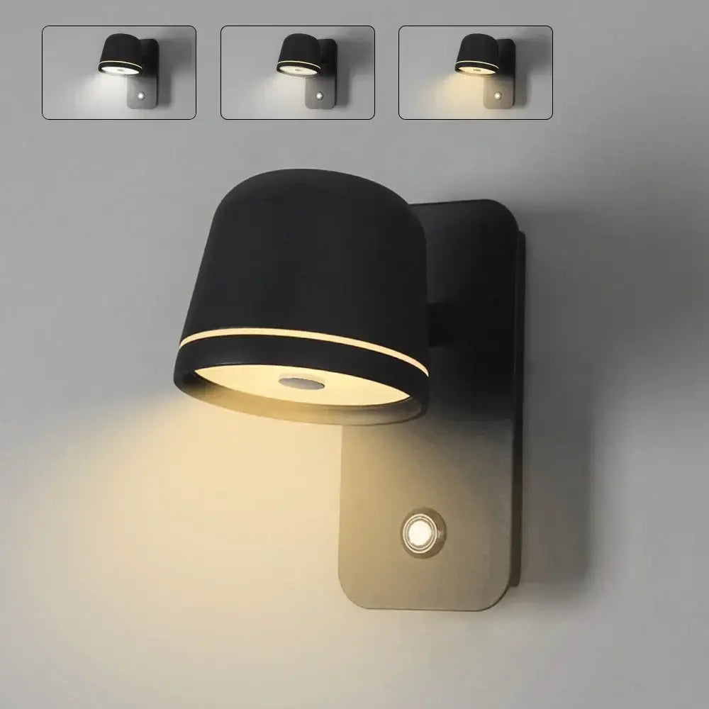 Modern matte black led wall lamp with adjustable warm beam and integrated motion sensor for bedroom decorbites led wall lighting