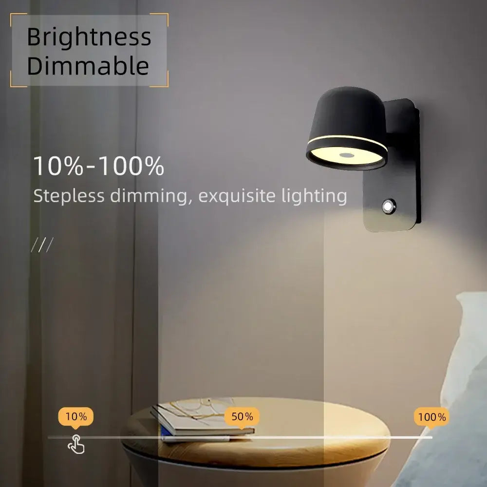 Modern matte black led wall lamp with adjustable brightness from 10 to 100 percent decorbites led wall spotlight