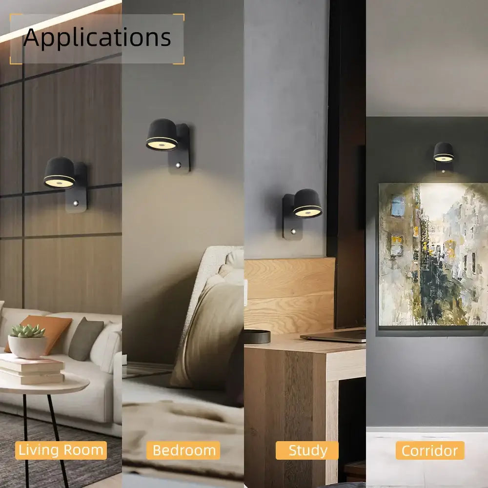 Modern matte black led wall lamp with adjustable spotlight and sleek minimalist design for bedroom decorbites led wall use