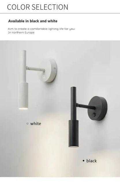 Modern matte black led wall lamp reading light with sleek minimalist design for bedroom spotlight use