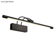 Modern matte black led wall light with black nickel finish and sleek rectangular base for bathroom vanity use