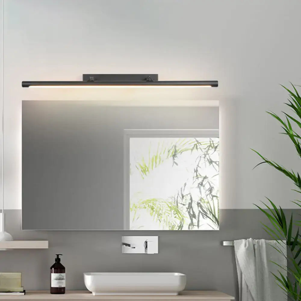 Modern matte black led wall light with sleek rectangular design for restroom vanity available in 110v-120v and 220v-240v
