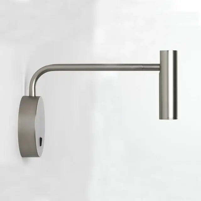Modern brushed stainless steel wall lights with articulated arm and cylindrical head for adjustable bedroom reading lamp decorbites gold led