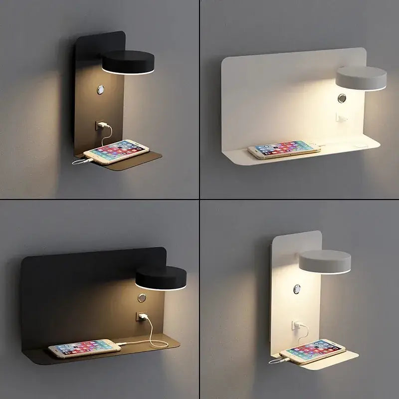 Modern matte black and white led wall lights with usb ports and circular lamps for bedroom decorbites led wall use