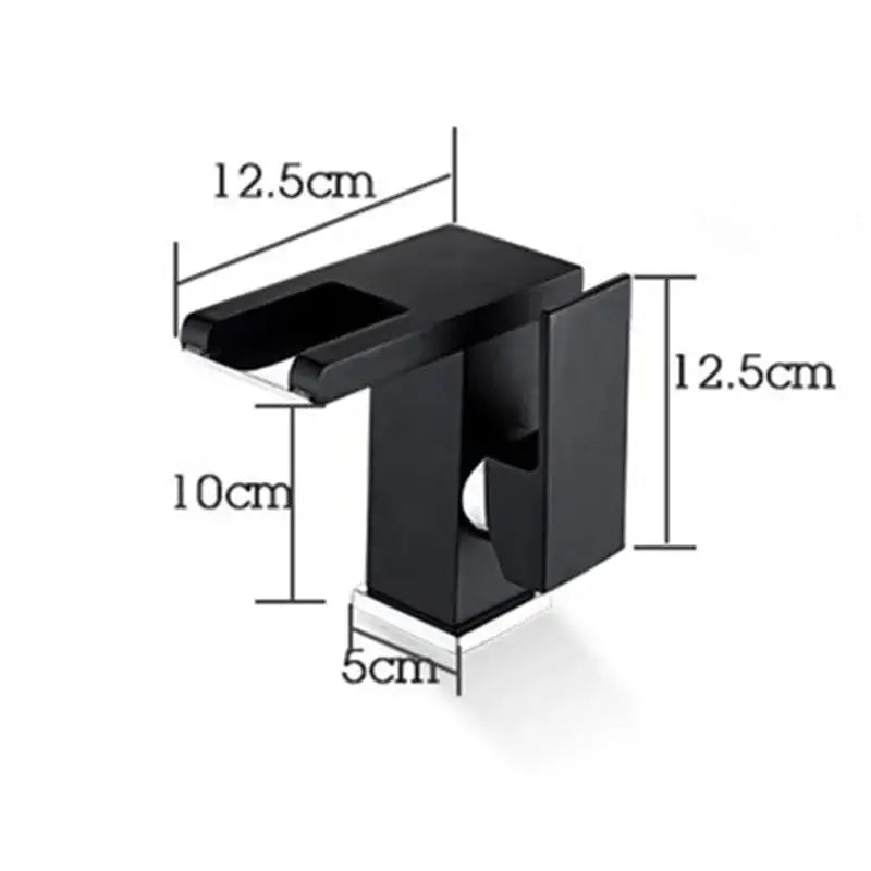 Modern matte black led waterfall basin faucet with a sleek black matte finish and integrated handle for bathroom use