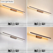 Modern matte black linear led vanity sconce with sleek finish and warm led lighting for bathroom use