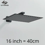Modern matte black luxury rain shower head with square matte finish and triangular spray nozzles with wall shower arm