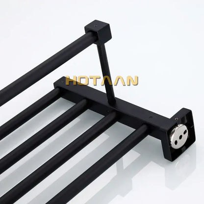 Modern matte black metal multi bar towel rack with square-ended bars for sleek bathroom decorbites black towel accessory