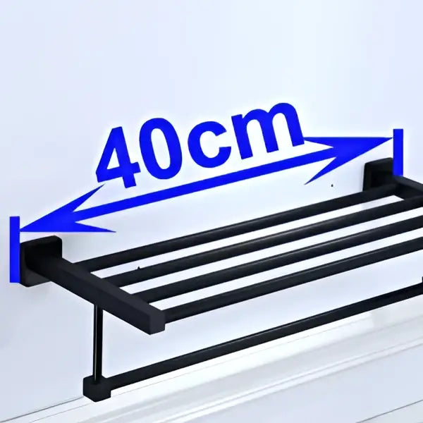Modern matte black metal multi bar towel rack with four horizontal bars 40cm wide decorbites black towel rack