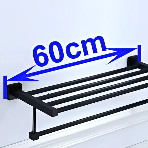 Modern matte black metal multi bar towel rack with four horizontal bars 60cm wide ideal as a black towel rack decorbites