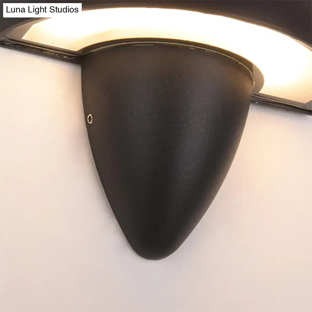 Modern matte black mushroom led wall sconce with curved design and integrated lighting for porch or indoor use