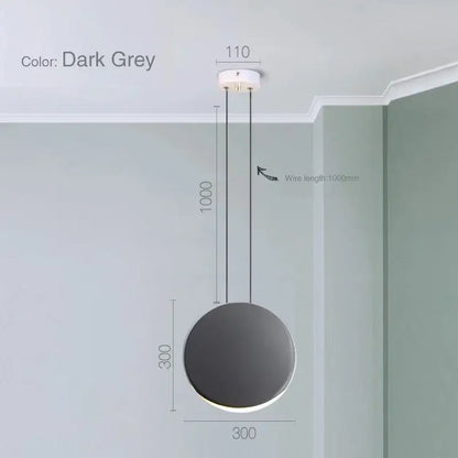 Dark grey circular pendant light with sleek modern design and minimalist finish in decorbites crescent moon chandelier