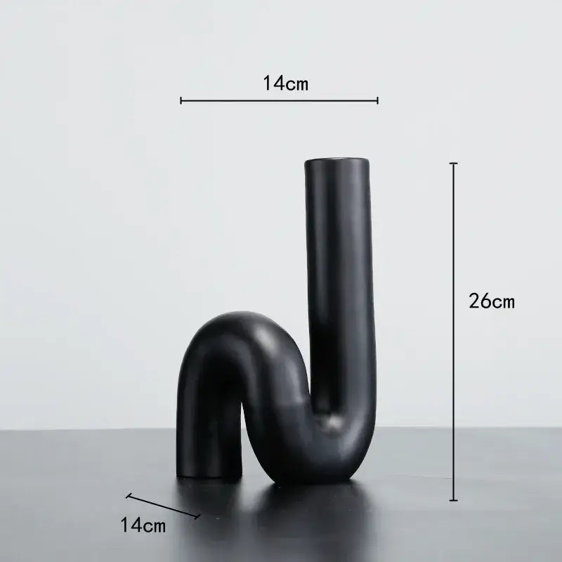 Modern matte black pipe geometric ceramic vase with sleek twist knot design for living room decorbites black pipe decor