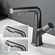 Modern matte black pull out brass basin faucet with sleek minimalist design and cold mixer for bathroom use