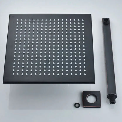 Modern matte black rain shower faucet with handshower featuring a black matte square shower faucet with 108 nozzles by decorbites black rain