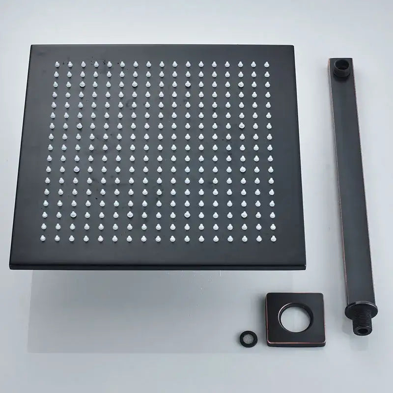 Modern matte black rain shower faucet with handshower featuring a black matte square shower faucet with 108 nozzles by decorbites black rain