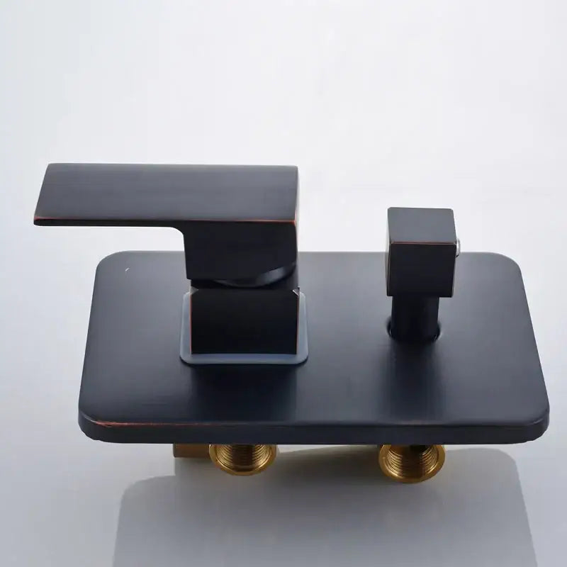 Modern matte black shower faucet with square design and brass threaded bases for decorbites black rain bathroom use