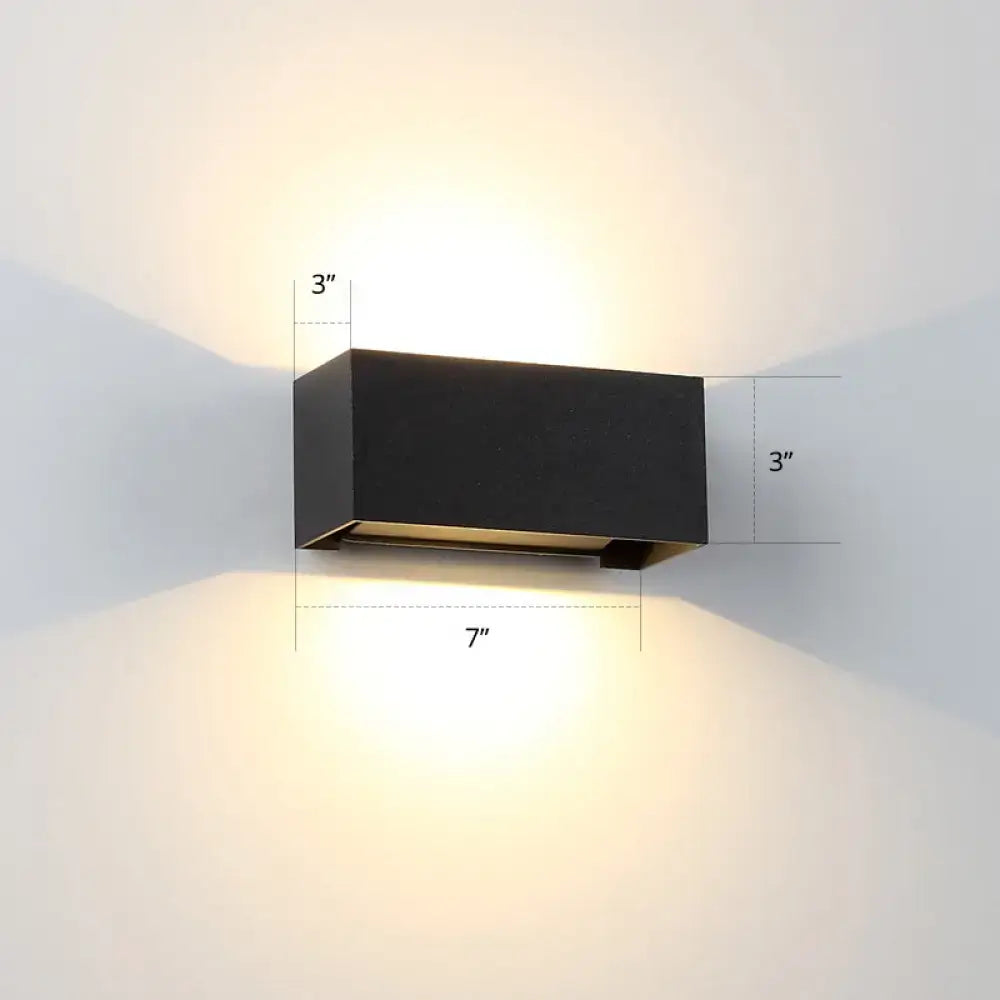 Modern matte black rectangle wall light fixture with sleek design and warm light emission suitable for 110v-120v or 220v-240v use