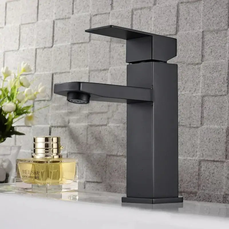 Modern matte black rectangular basin faucet with sleek minimalist design for bathroom sink by decorbites basin faucet