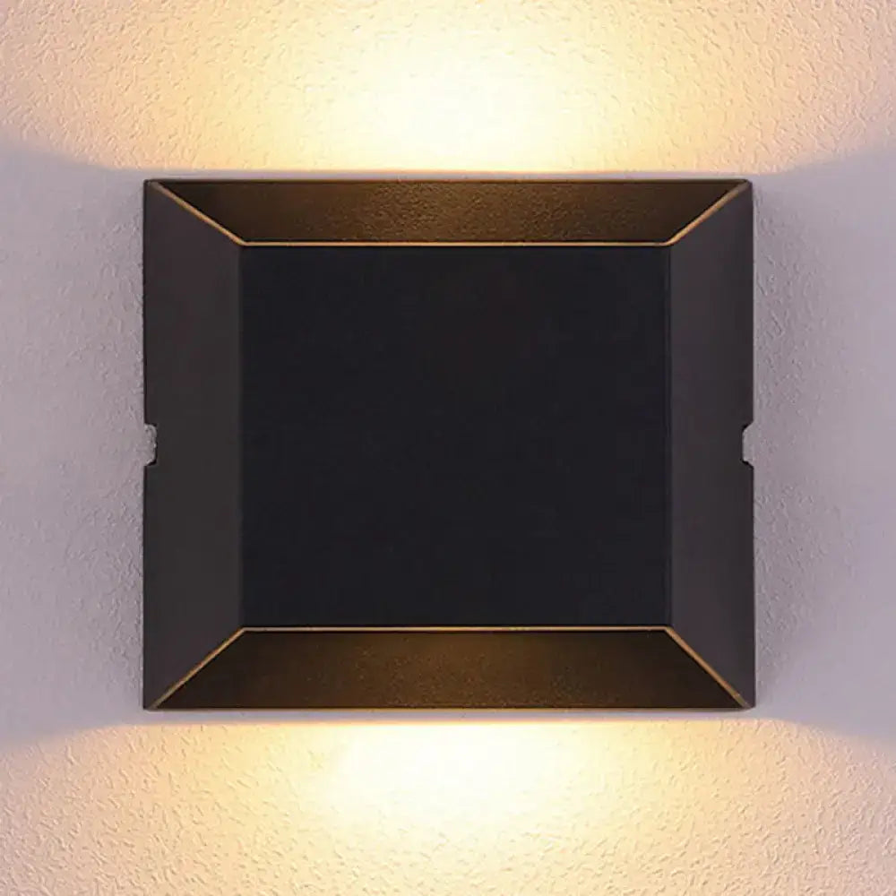Modern matte black rectangular led wall sconce with subtle gold trim designed for balcony outdoor lighting