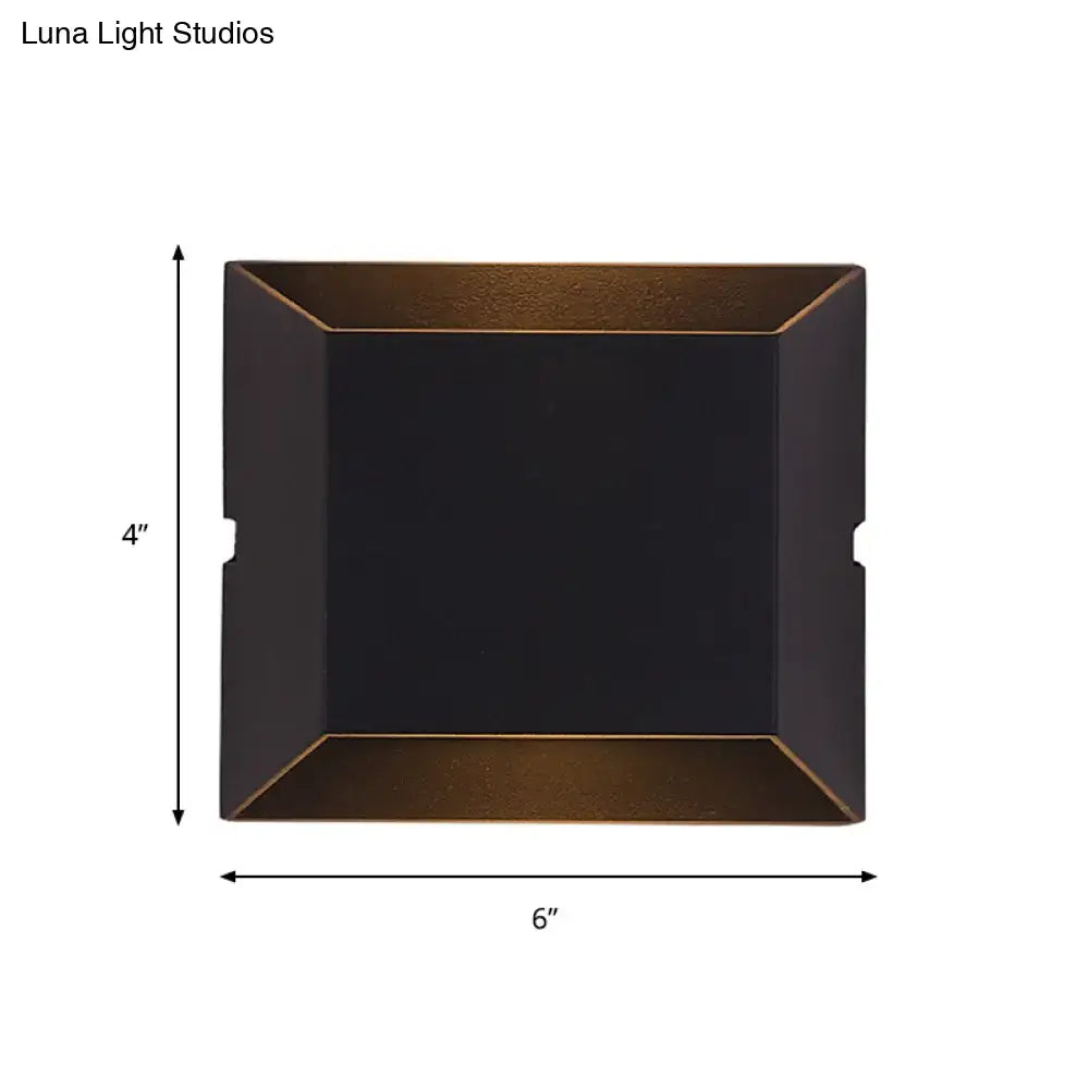 Modern matte black rectangular led wall sconce with matte black exterior and warm bronze interior for outdoor balcony use