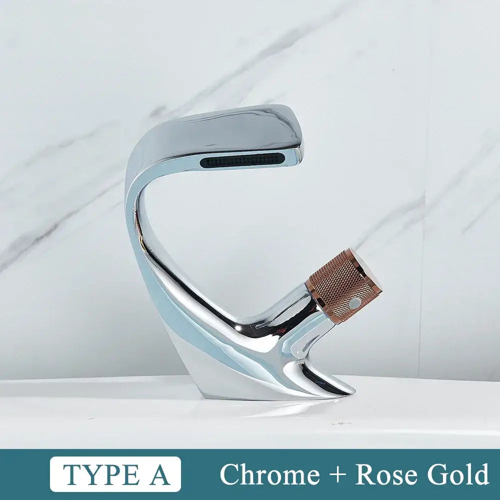 Modern matte black and rose gold brass basin faucet with sleek curved design for decorbites black brass basin use