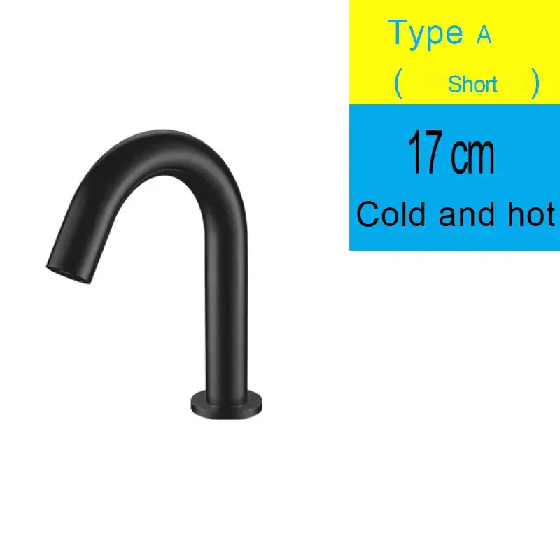 Modern matte black sensor faucet with black matte finish single-handle curved spout 17 cm height for bathroom basin