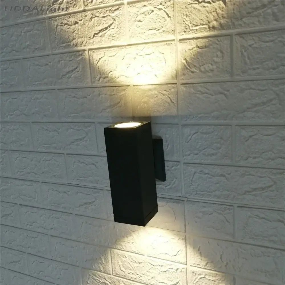 Modern matte black and silver outdoor wall lamp featuring a minimalist rectangular led wall lamp design for garden use
