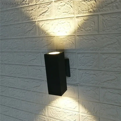 Modern matte black and silver outdoor wall lamp featuring a minimalist rectangular led wall lamp design for garden use