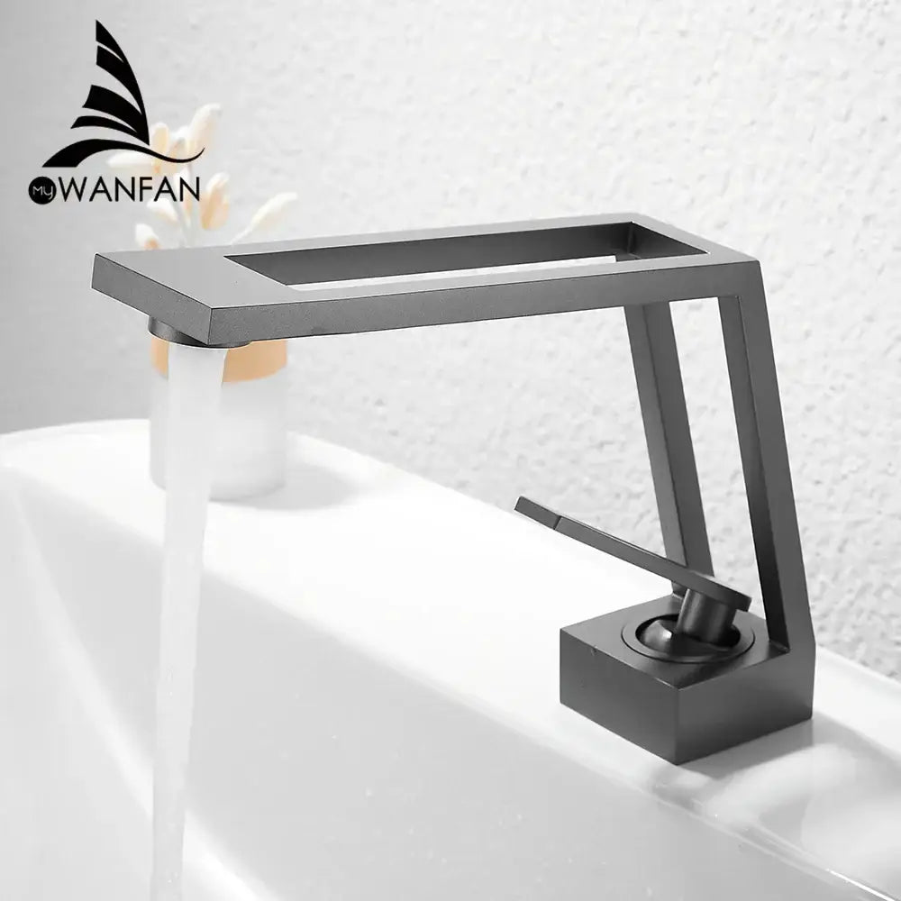 Modern matte black single handle basin faucet with sleek angular design for bathroom mixer by decorbites black single