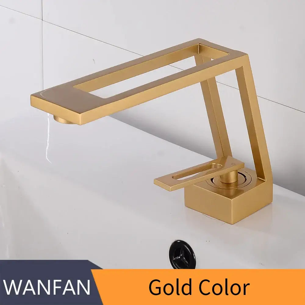 Gold-colored modern basin faucet with single handle and brushed metal finish for decorbites black single bathroom mixer