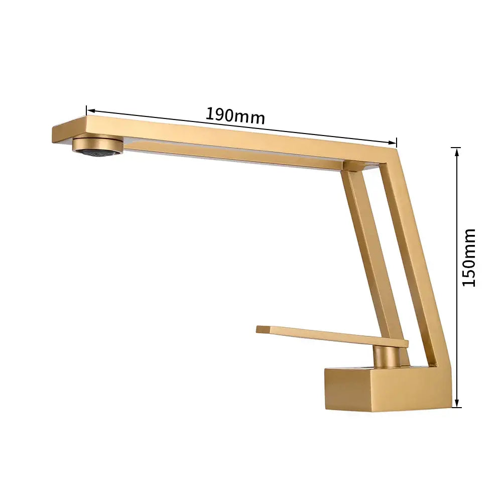 Modern gold-finished basin faucet with angular minimalist design and single handle for decorbites black single use