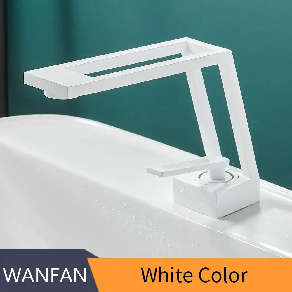 White modern basin faucet with sleek angular design matte finish single handle decorbites black single bathroom mixer